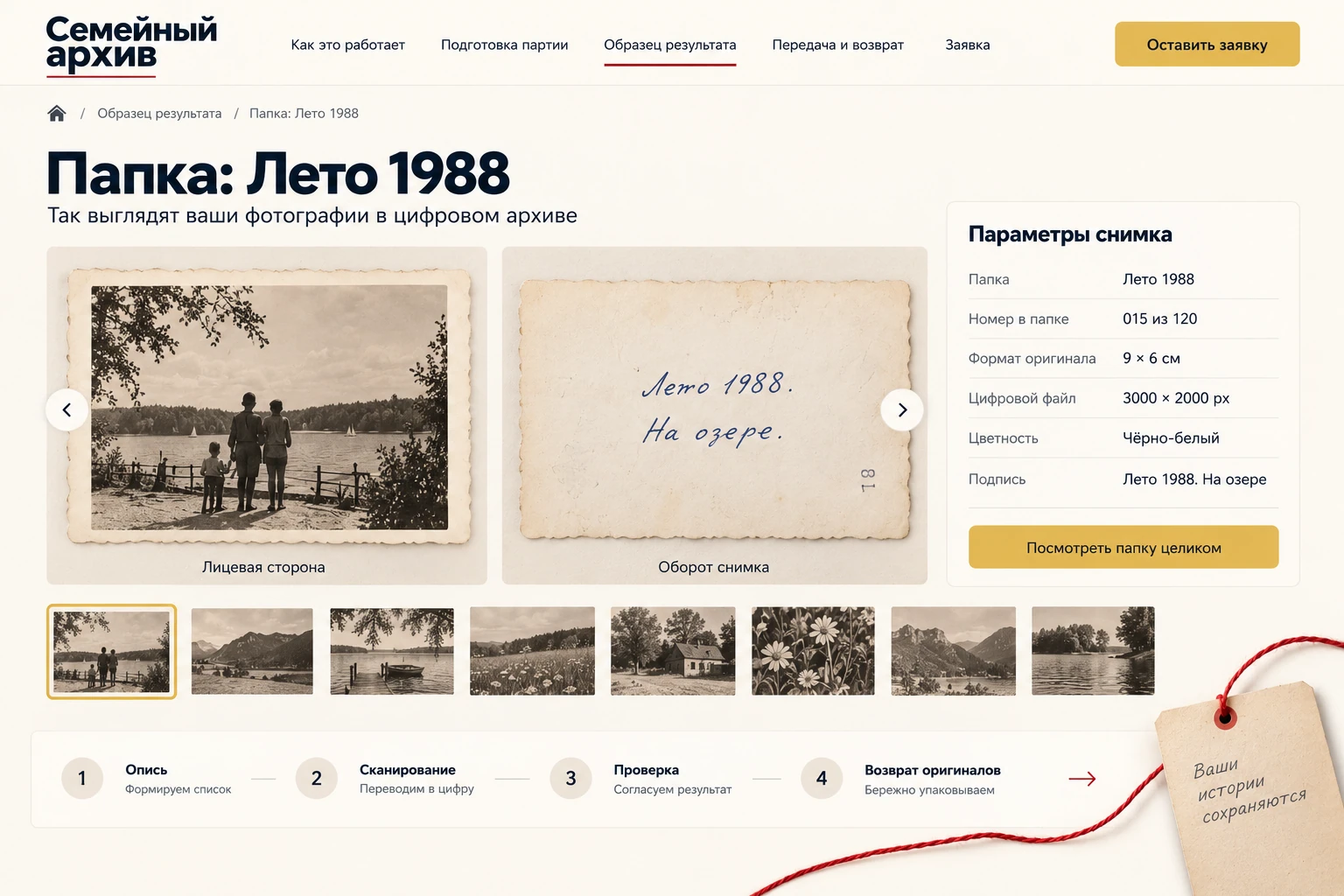 Семейный архив: Образец результата