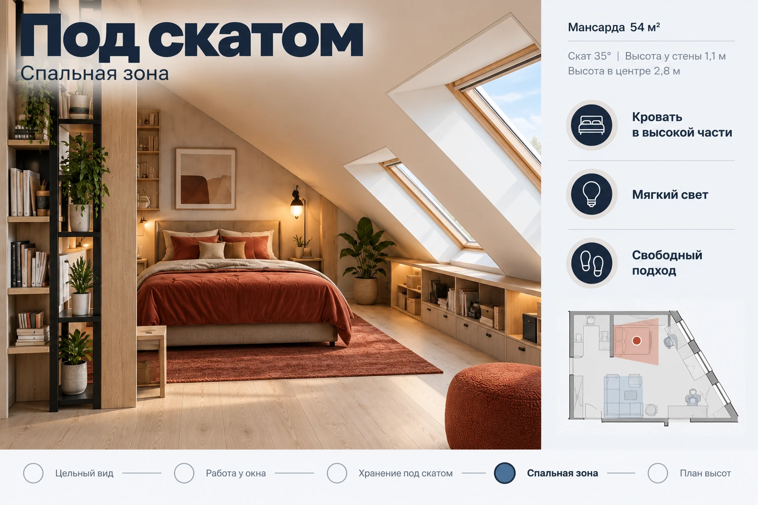 Под скатом: Спальная зона