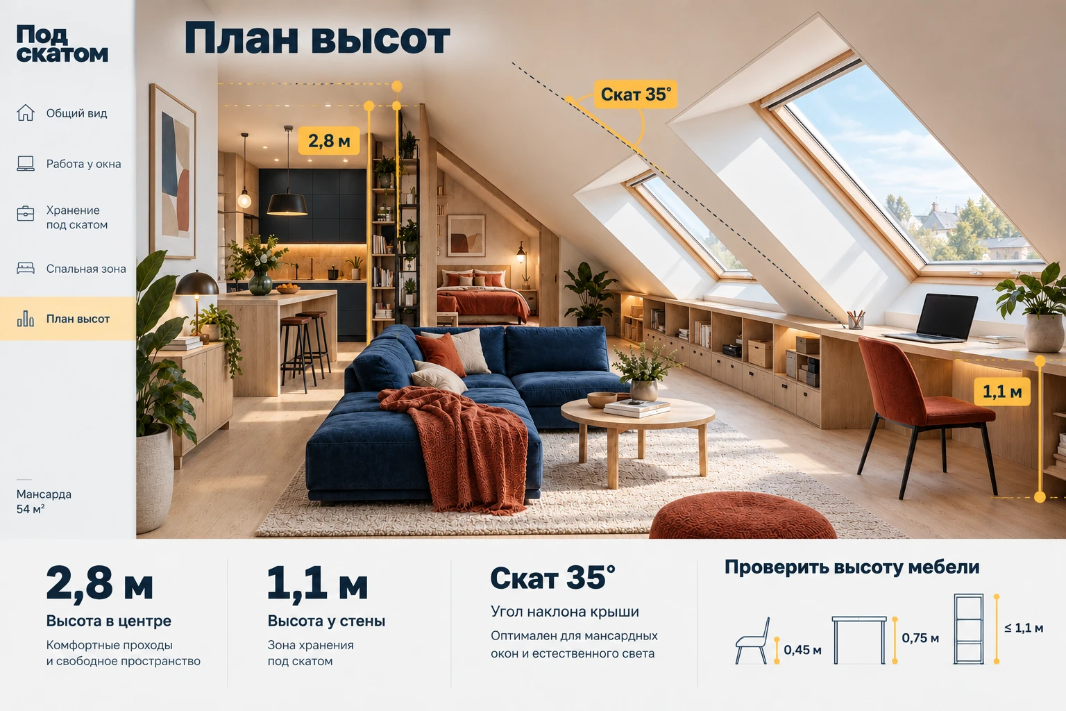 Под скатом: План высот
