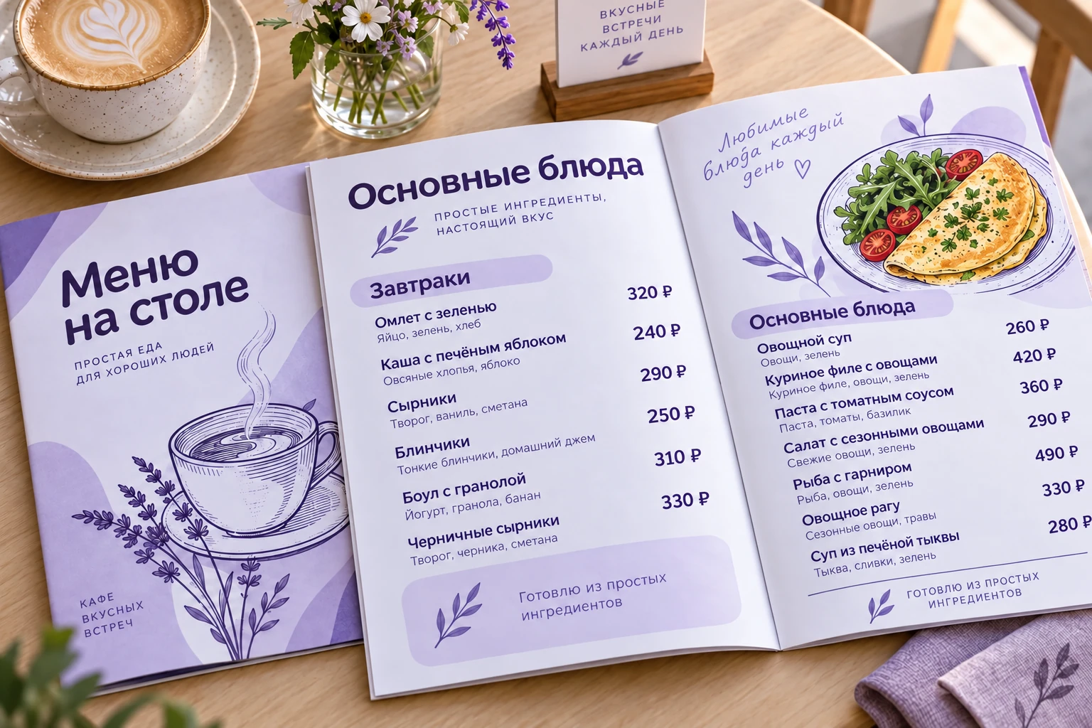 Меню на столе: Основные блюда