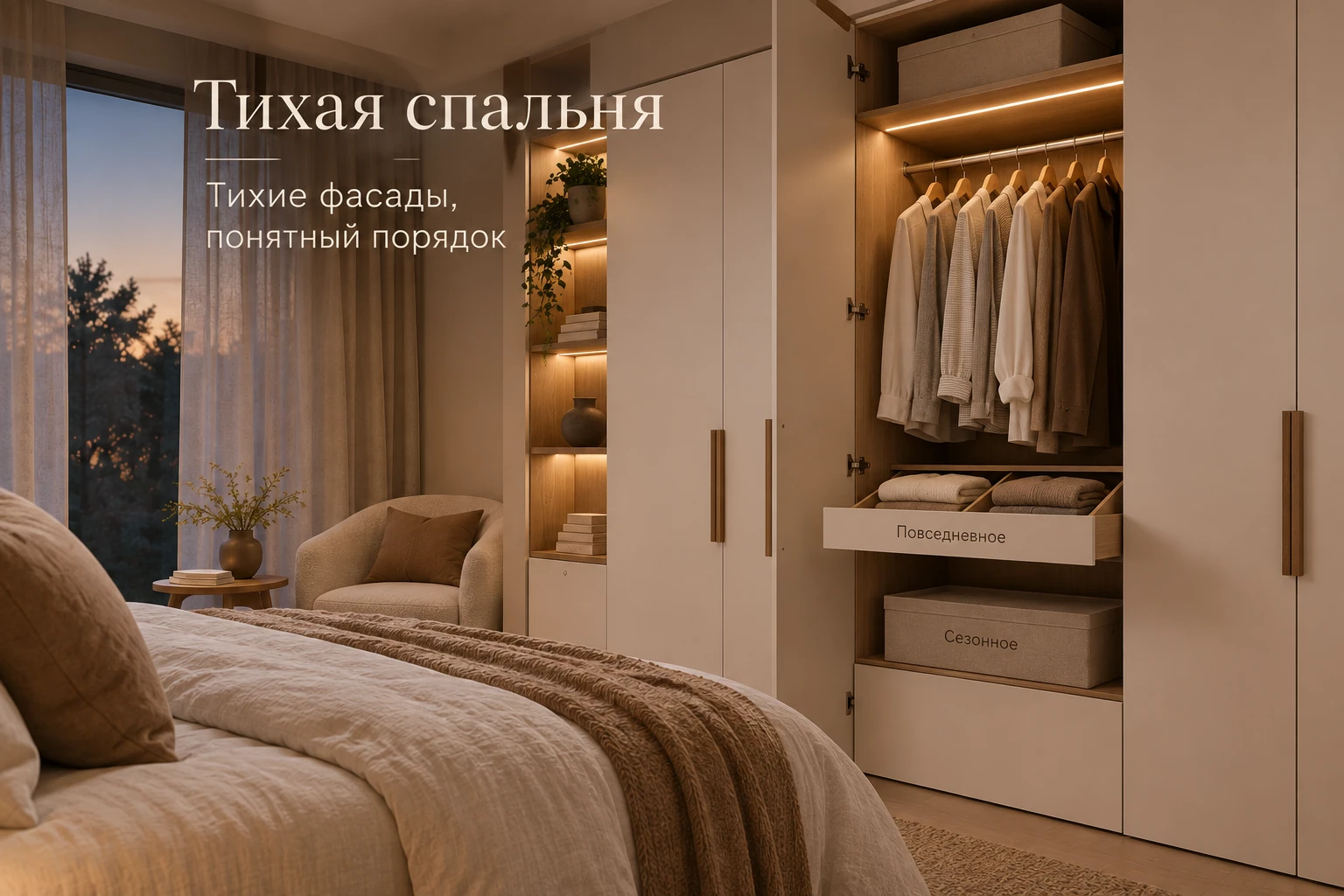 Тихая спальня: Хранение одежды