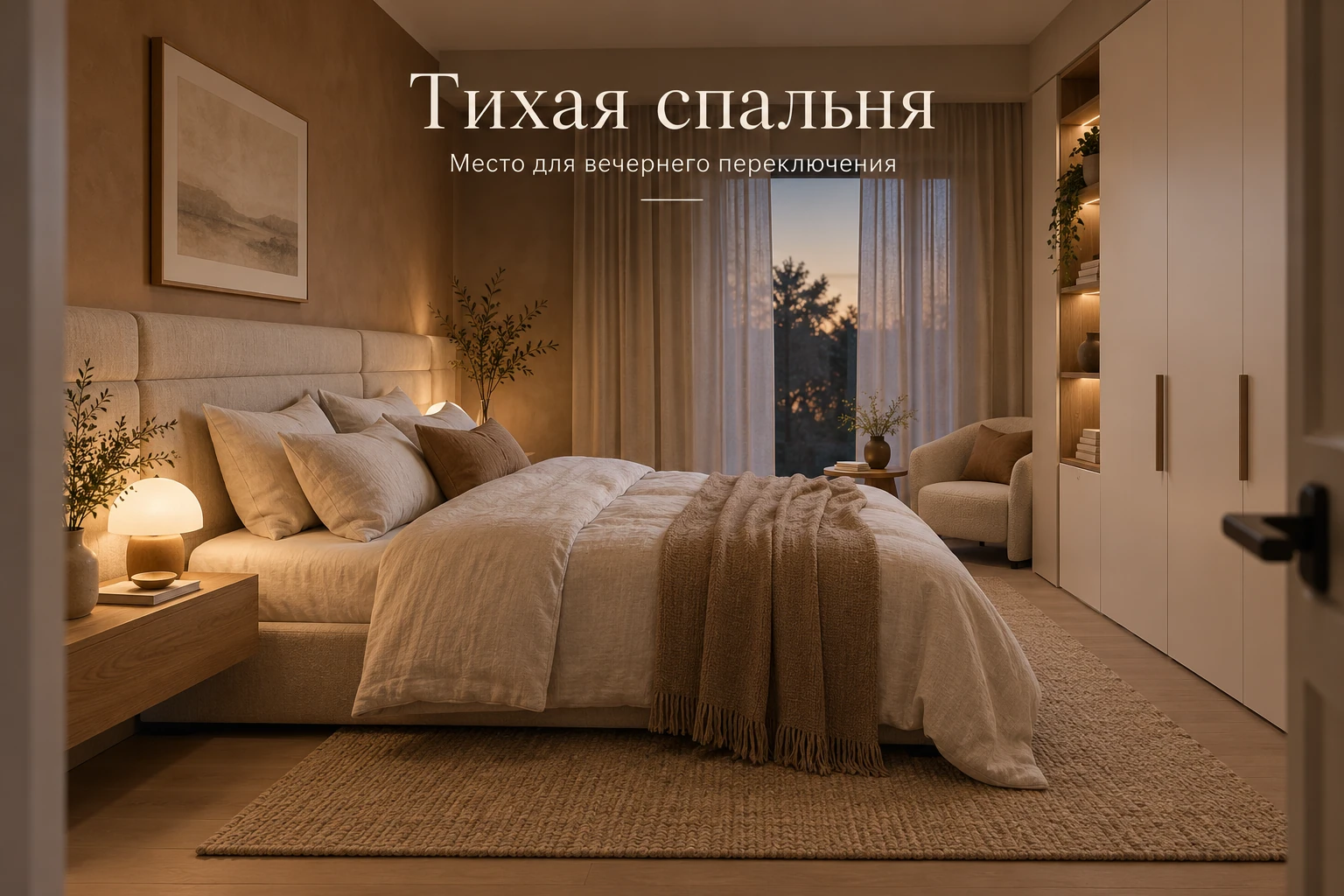Тихая спальня — пример дизайн отдельных комнат