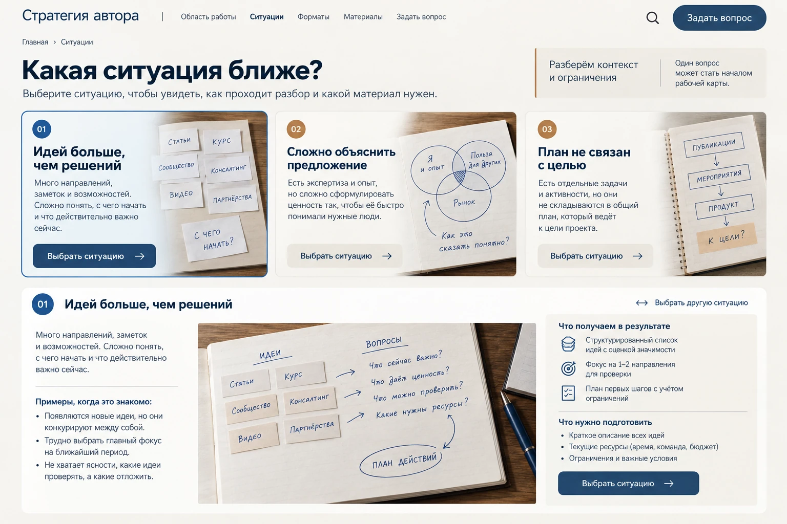 Стратегия автора: Ситуации