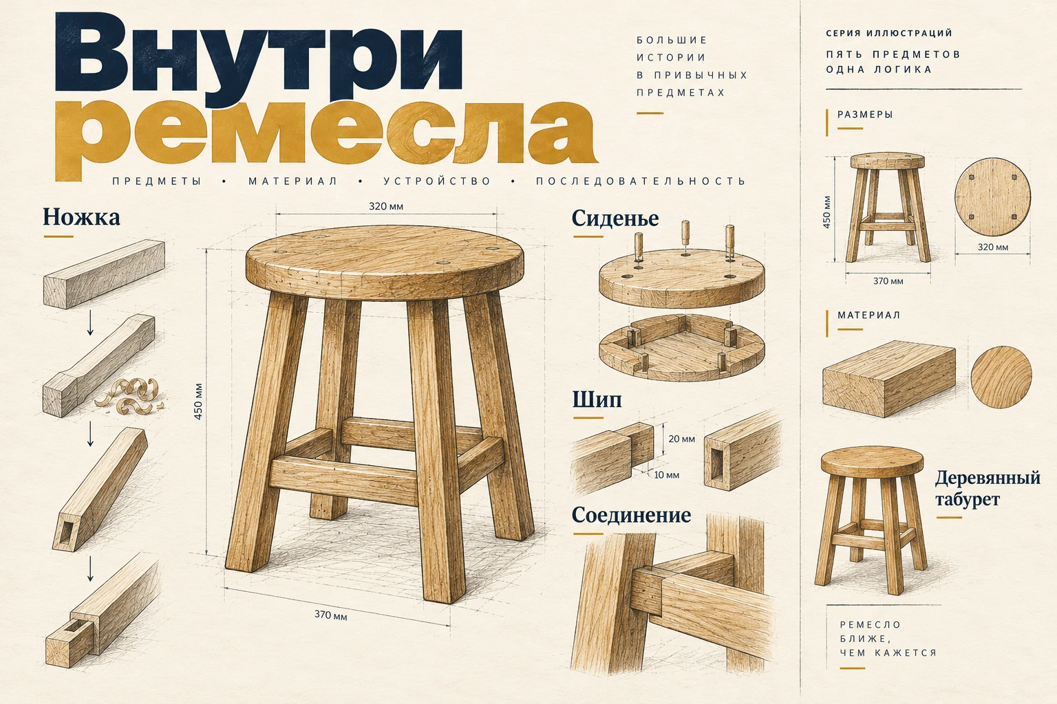 Внутри ремесла: Деревянный табурет