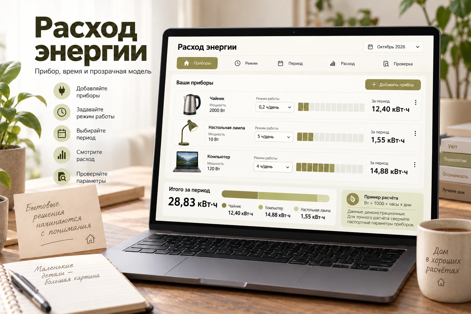 Расход энергии — представление продукта