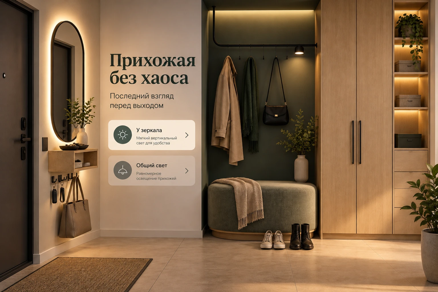Прихожая без хаоса: Свет и зеркало