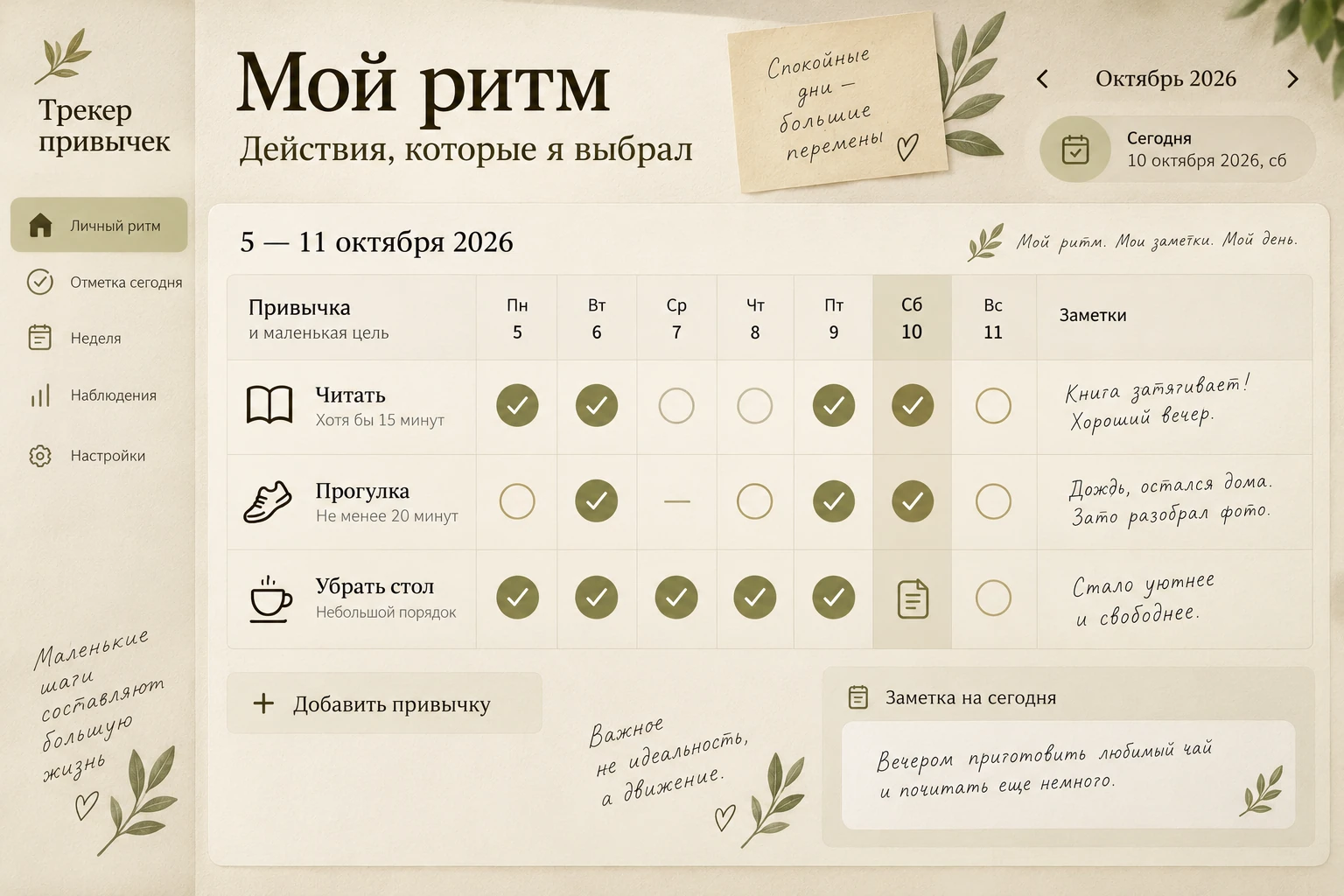 Трекер привычек: Мой ритм