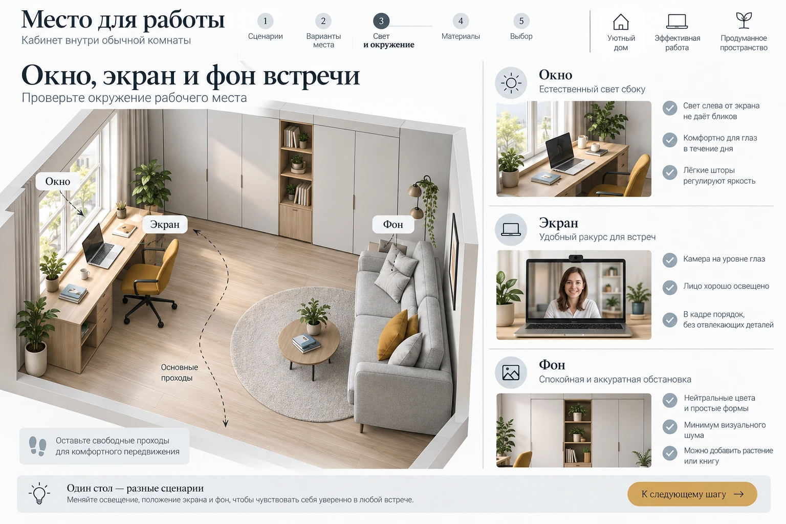Место для работы: Свет и окружение