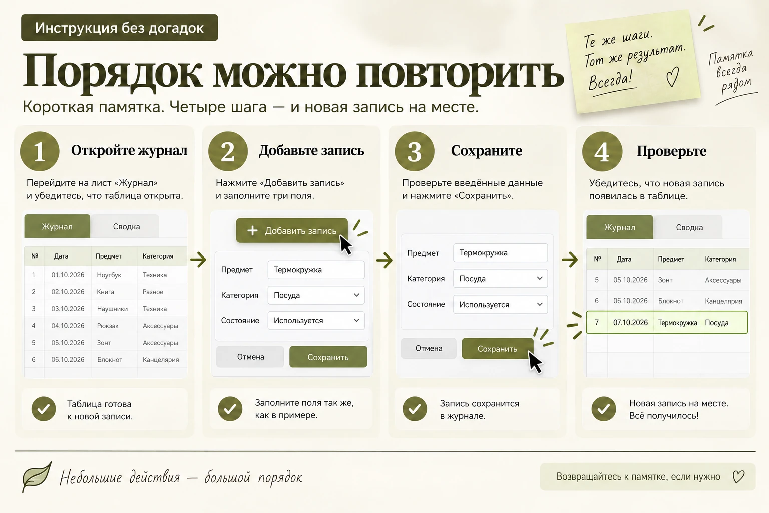 Инструкция без догадок: Короткая памятка
