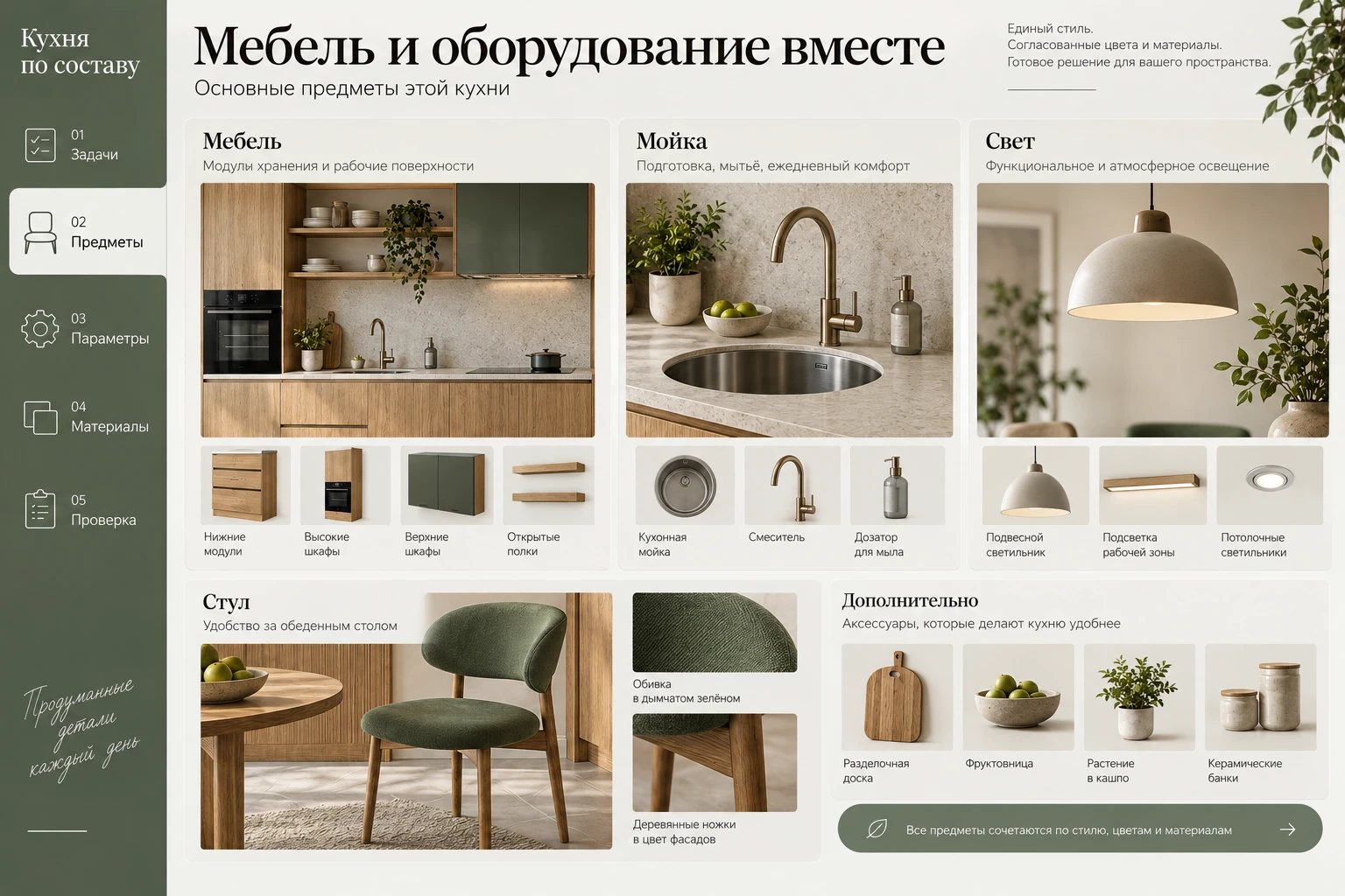 Кухня по составу: Основные предметы