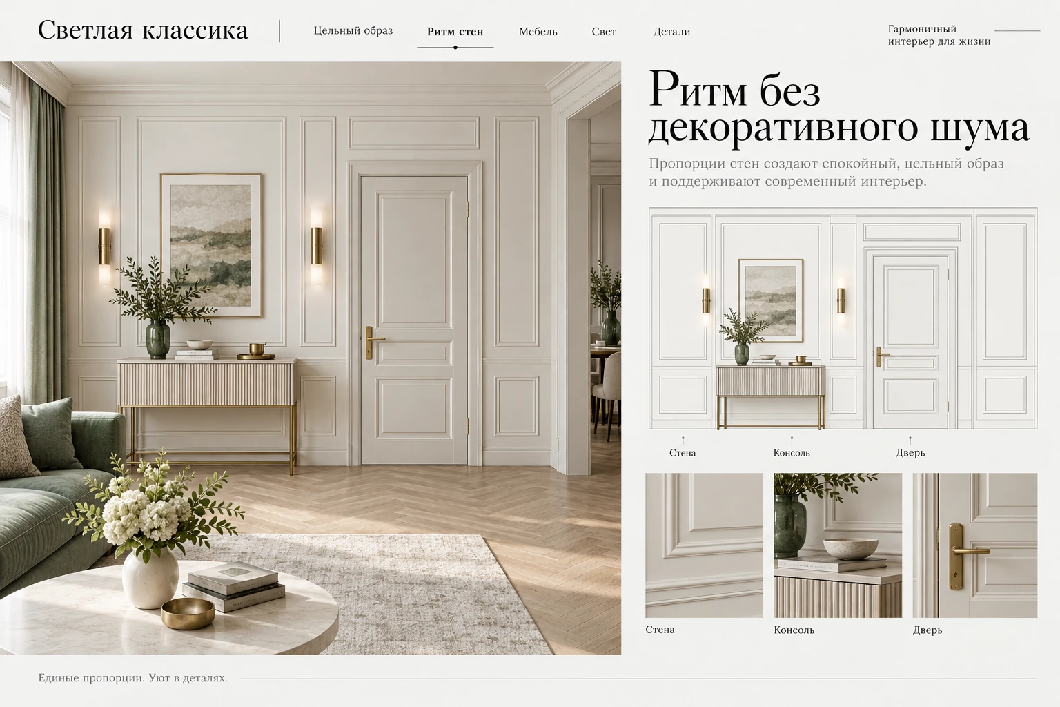 Светлая классика: Композиция стен