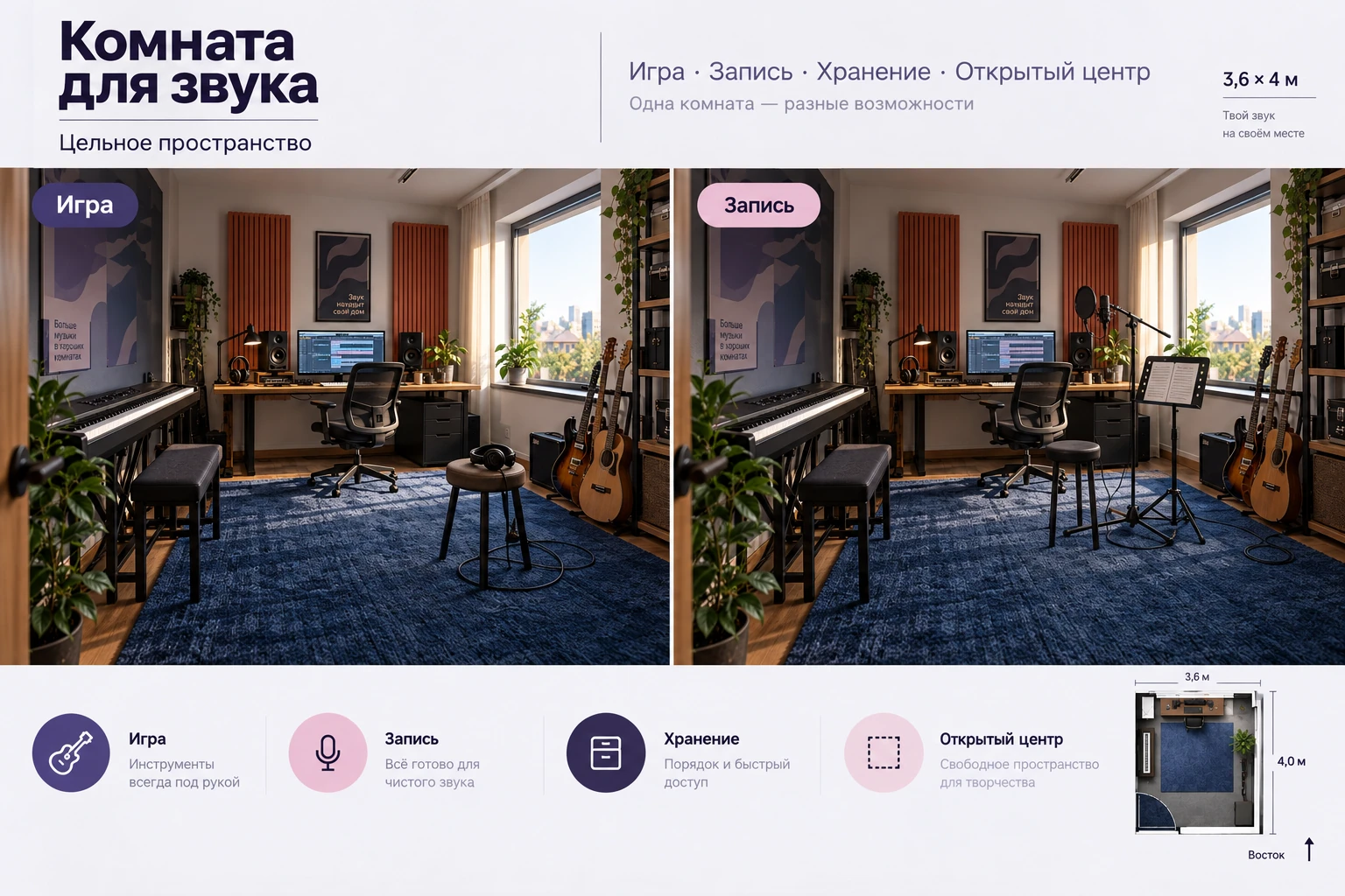 Комната для звука: Цельное пространство