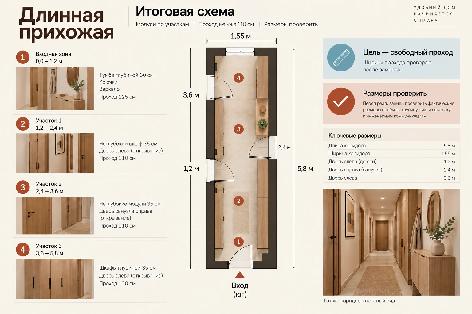 Длинная прихожая: Итоговая схема
