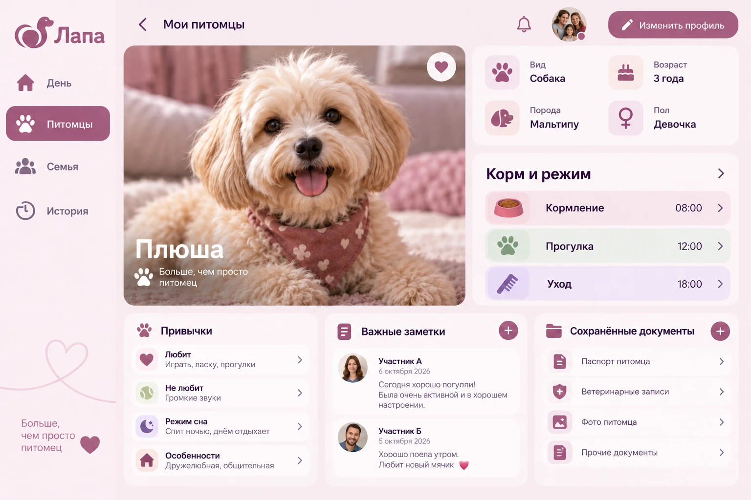 Лапа: Карточка питомца