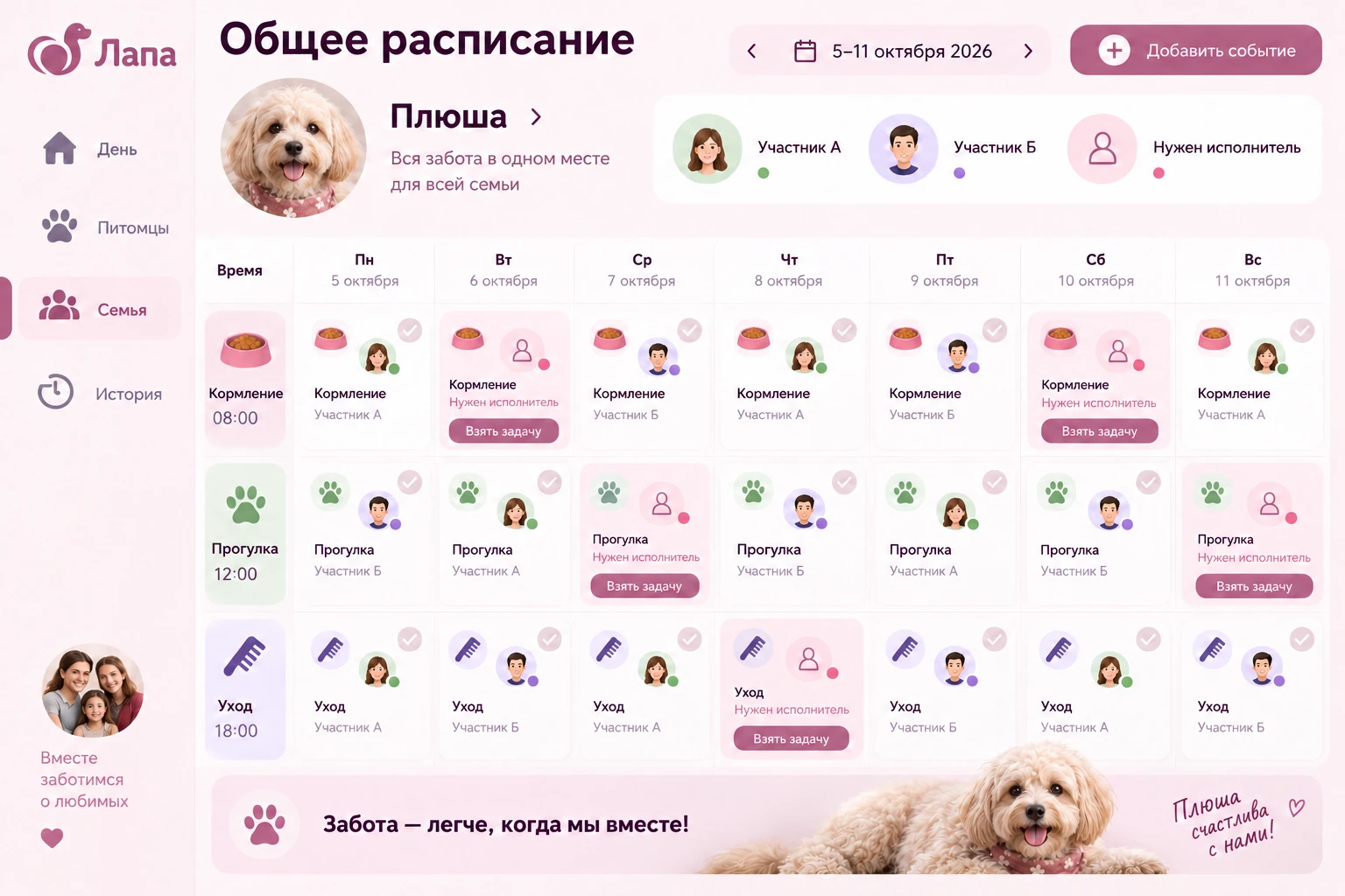 Лапа: Общее расписание