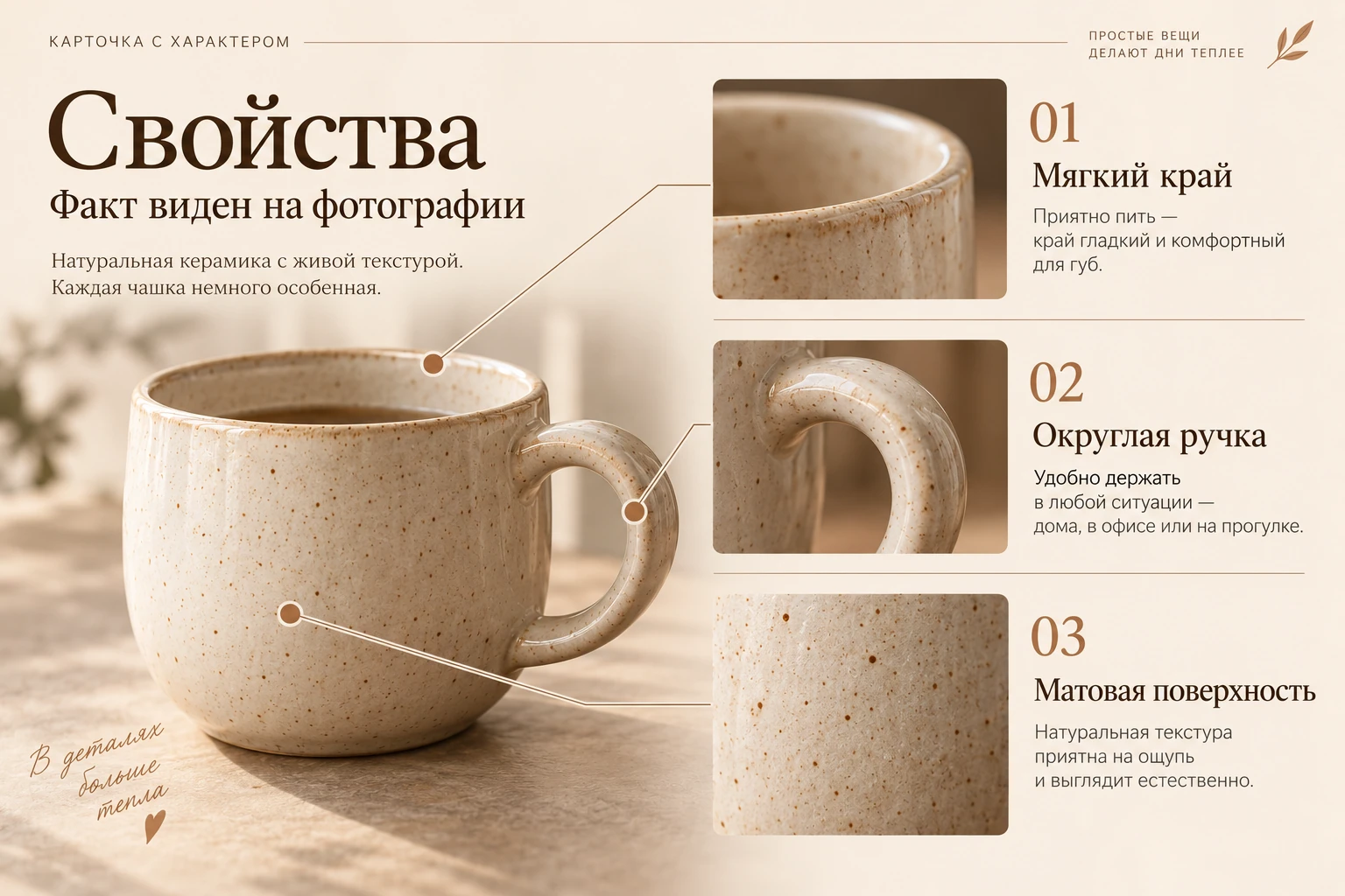 Карточка с характером: Свойства