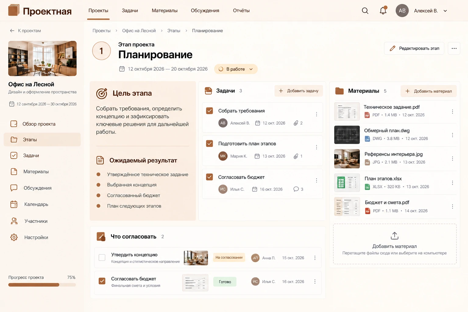 Проектная: Этап проекта