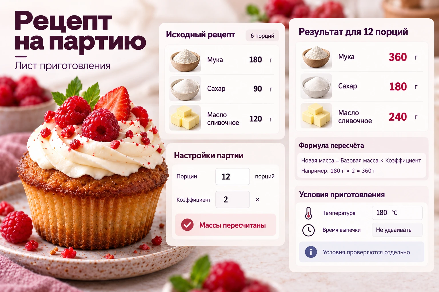 Рецепт на партию: Лист приготовления