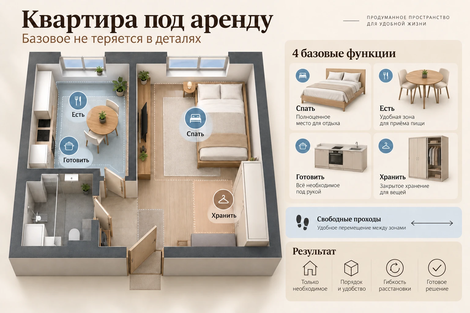 Квартира под аренду: Задачи пространства