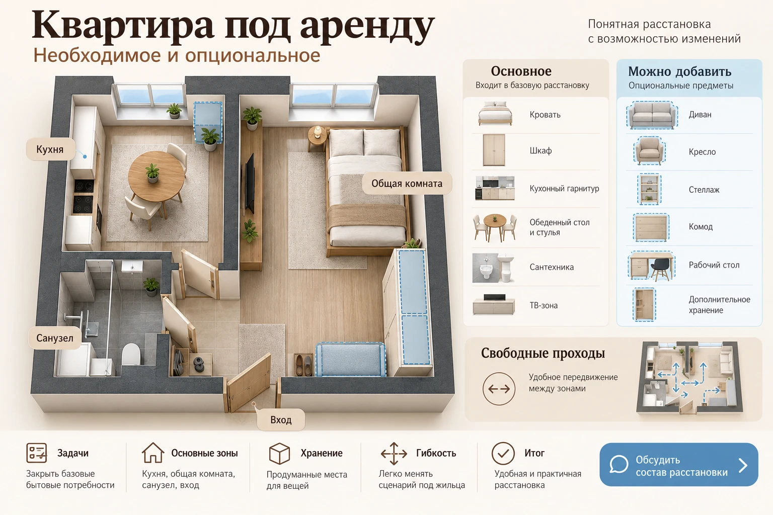 Квартира под аренду: Итоговая схема