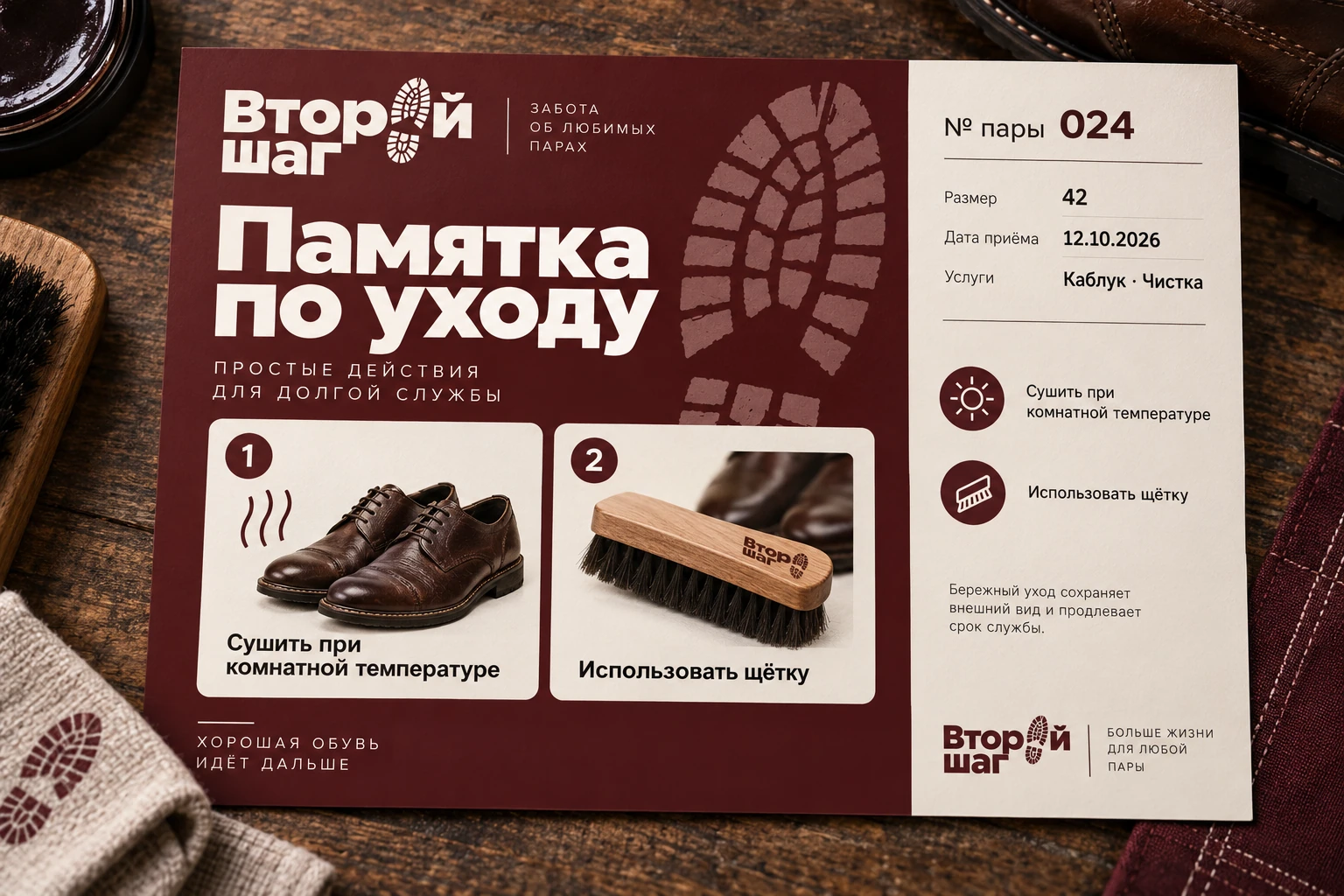 Второй шаг: Памятка по уходу
