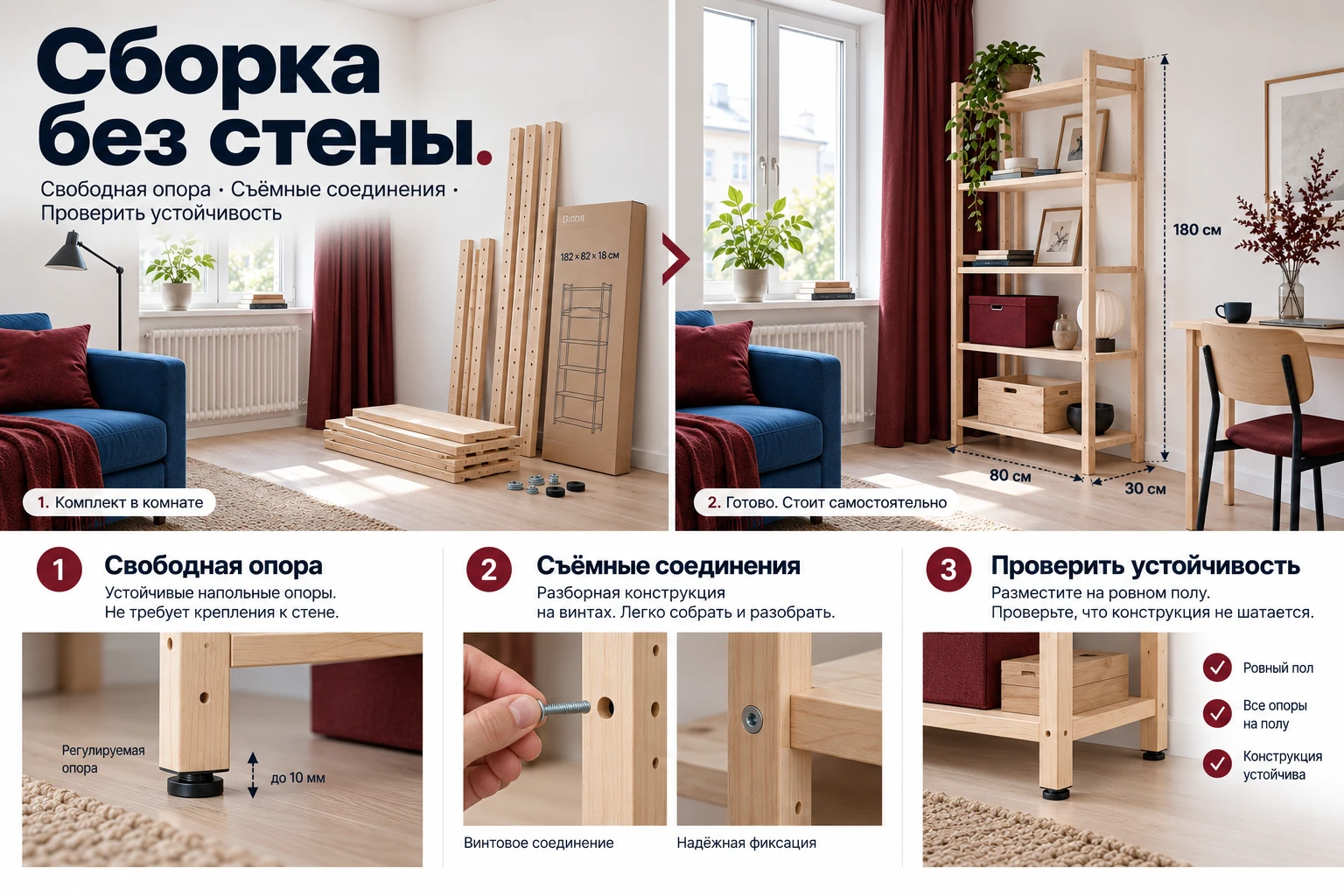 Съёмный комплект: Сборка без стены