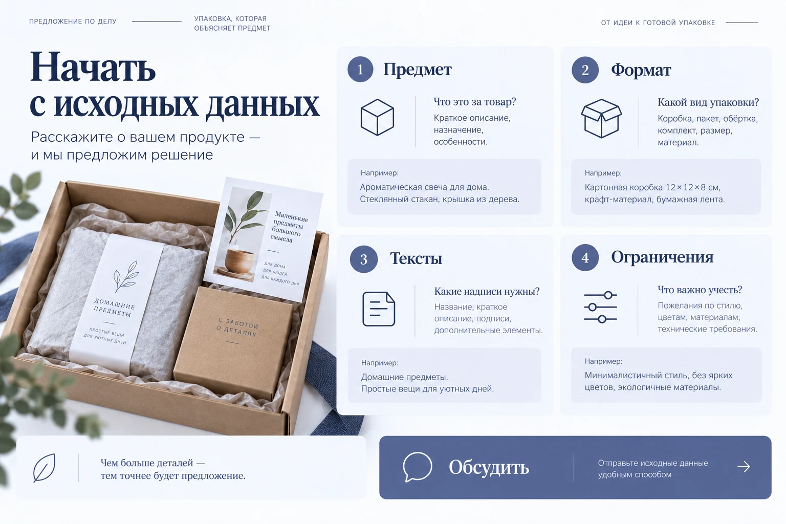 Предложение по делу: Обсудить условия