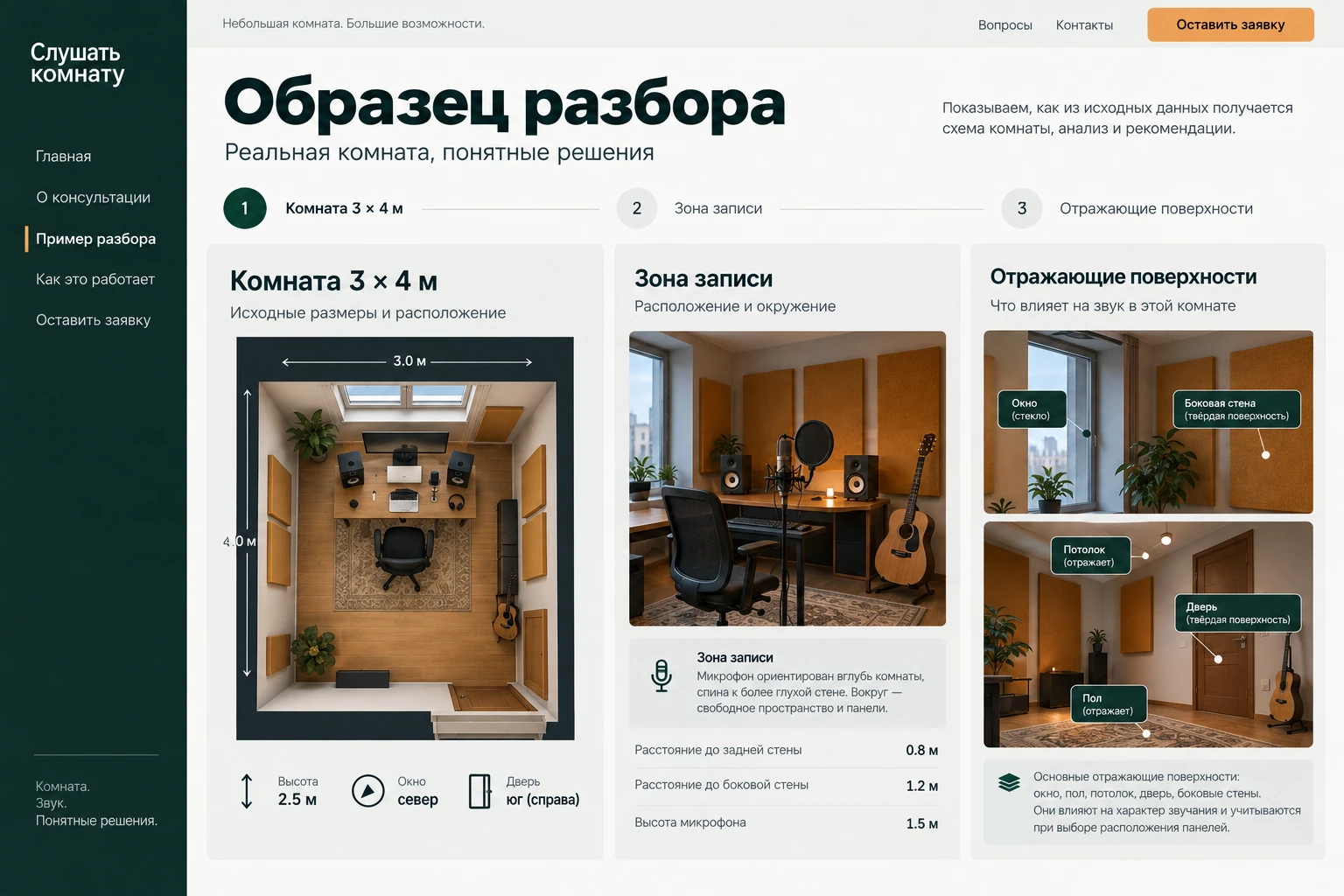 Слушать комнату: Образец разбора