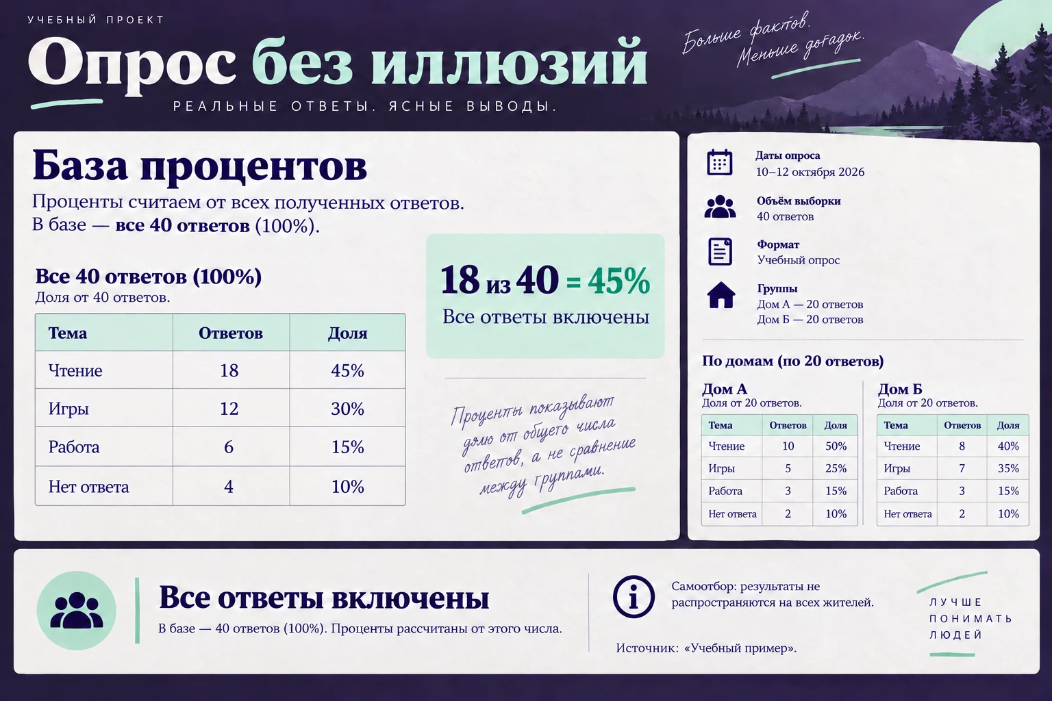 Опрос без иллюзий: База процентов