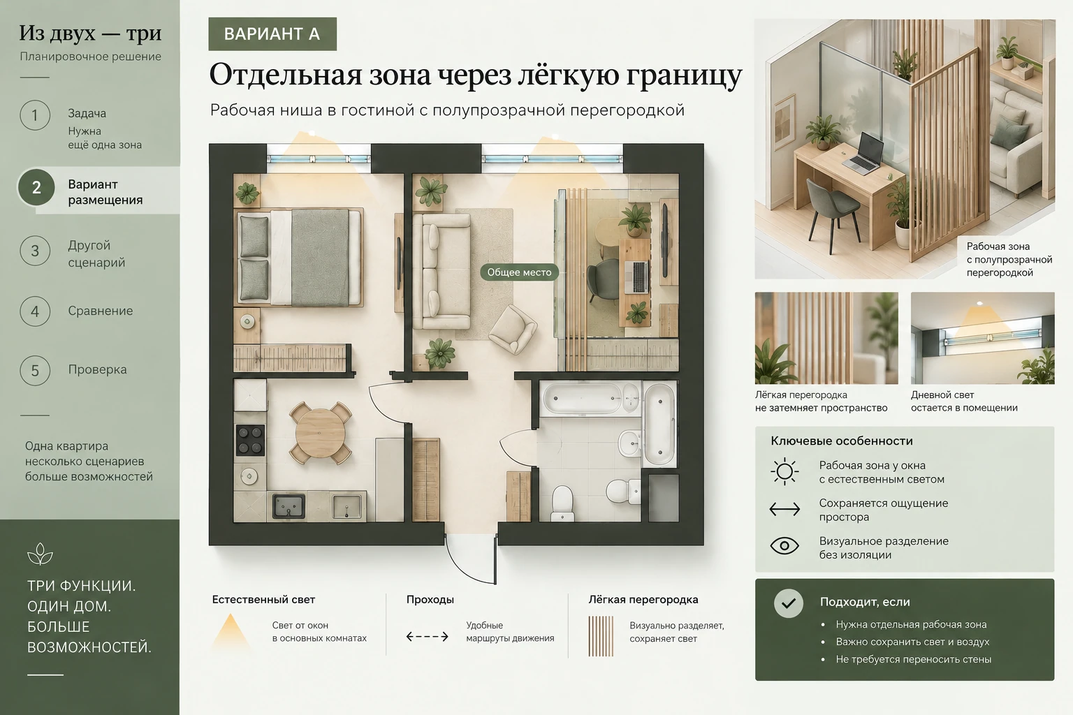 Из двух — три: Вариант размещения
