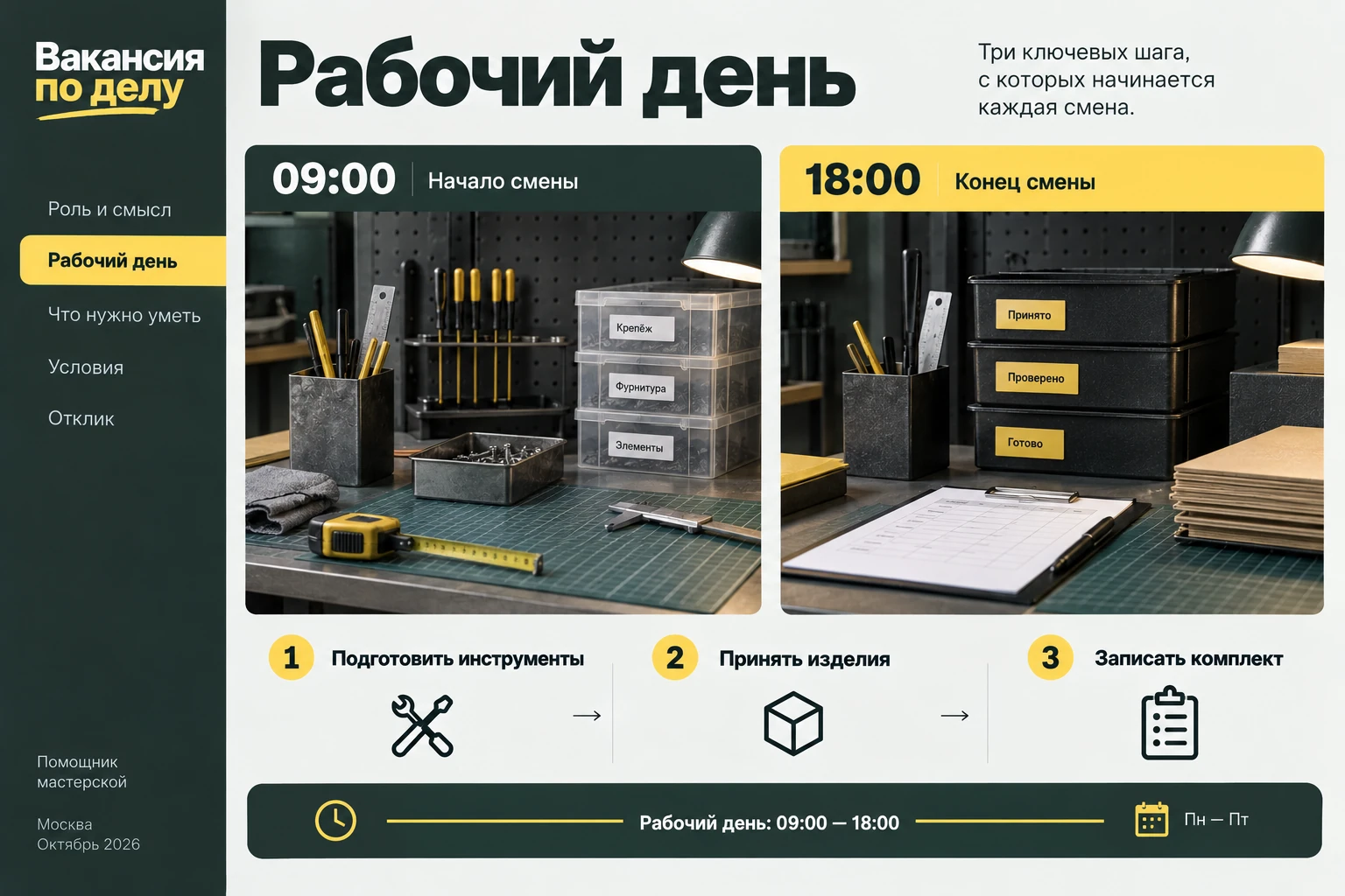 Вакансия по делу: Рабочий день